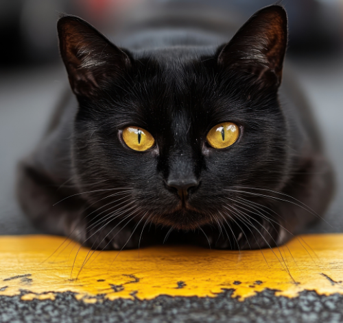 gato preto com olho amarelo