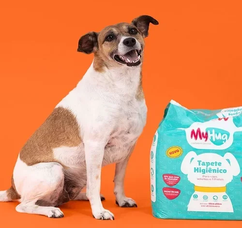 cachorro ao lado do tapete higiênico myhug