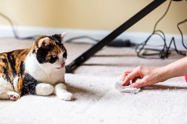 limpando xixi de gato no tapete
