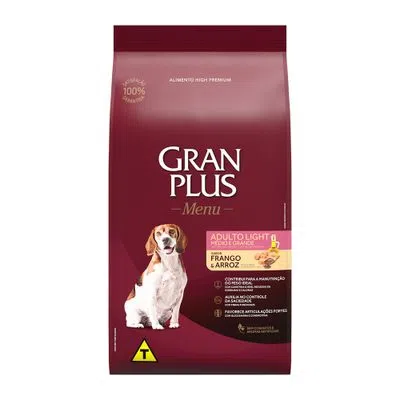 embalagem ração granplus  light para cachorro