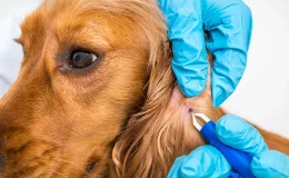 cachorro com carrapato na orelha