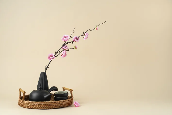 vaso com ikebana