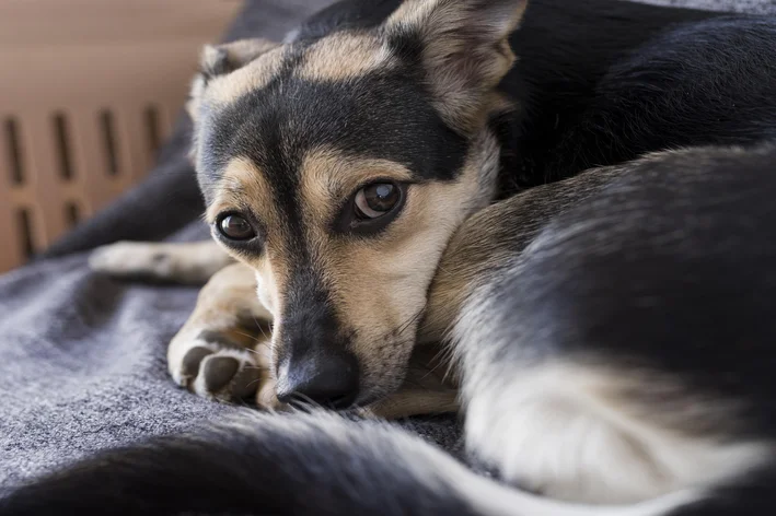 cão com hiponatremia deitado no chão