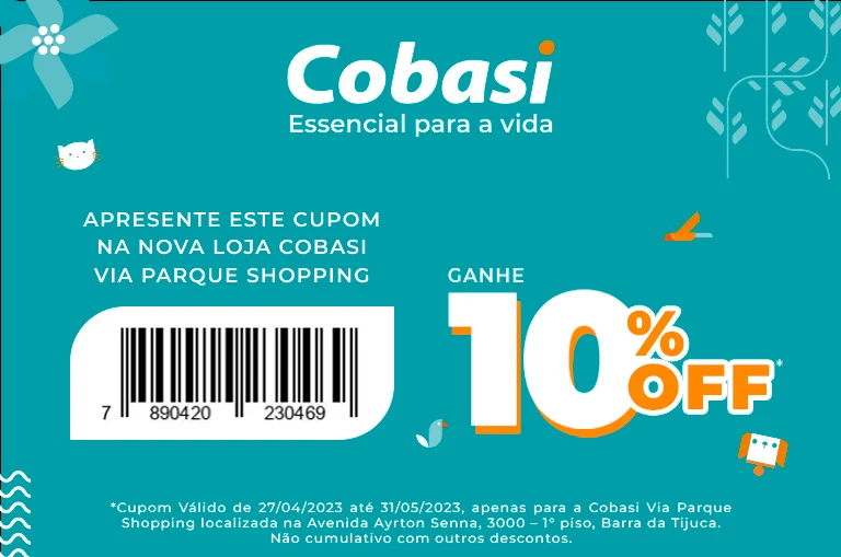 voucher de desconto cobasi via parque shopping rj