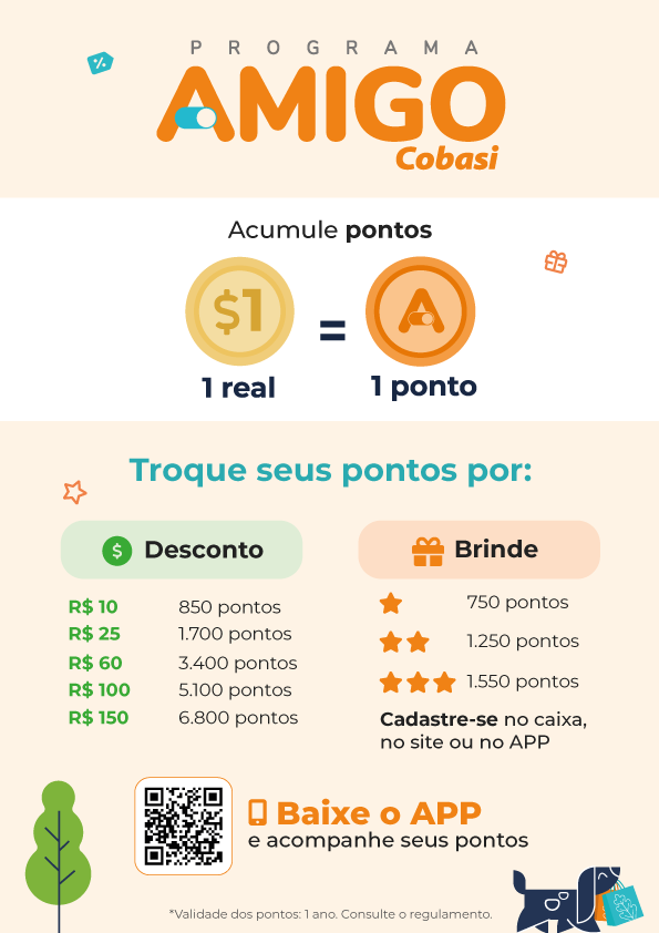 pontuação para troca na Cobasi