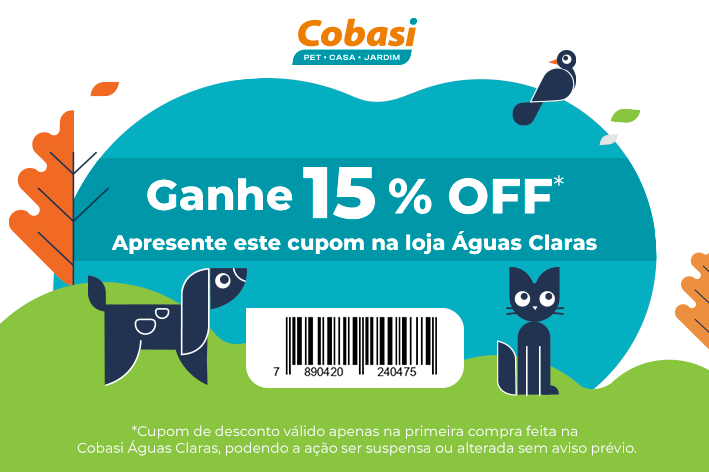 Voucher de desconto Cobasi Águas Claras 