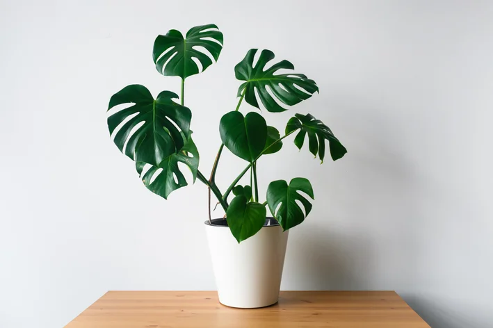 A planta monstera no vaso