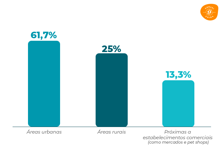 infográfico com dados dos locais em que o abandono ocorre com maior frequência