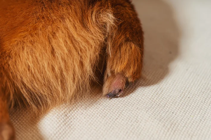 cachorro após a caudectomia 