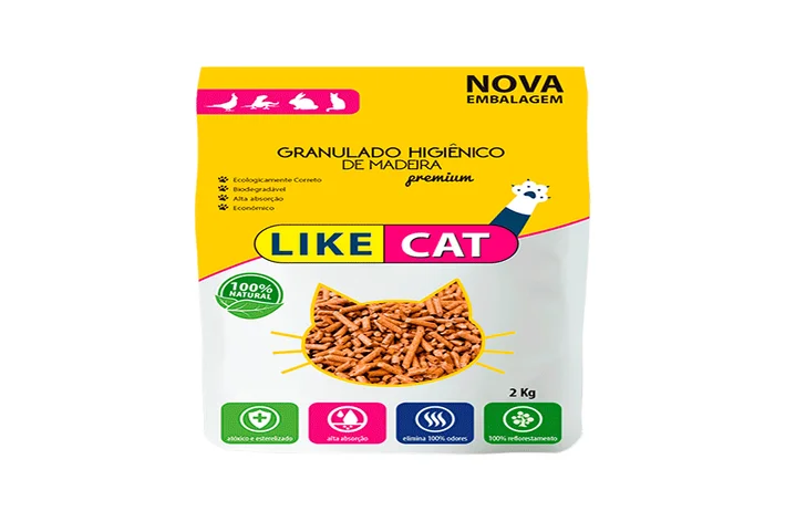 Areia Para Gatos Like Cat Granulado Higienico De Madeira