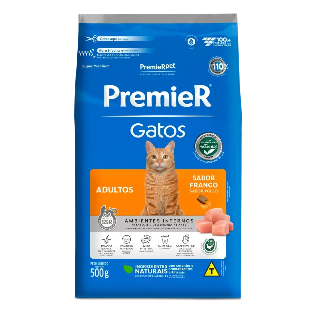 Racao Premier Ambientes Internos Gatos Adultos