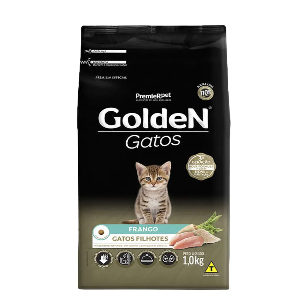 Racao Golden Gatos Filhotes Sabor Frango 3580651 Frente 1kg
