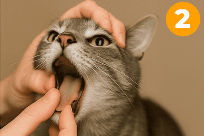 como dar comprimido para gato passo 2