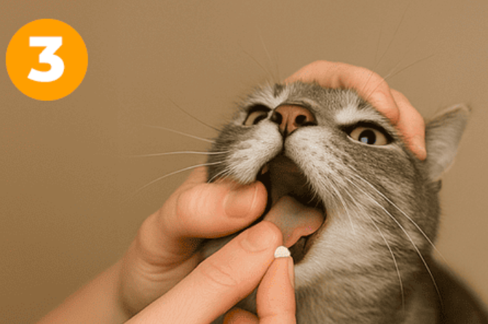 Como dar comprimido para gatos passo 3