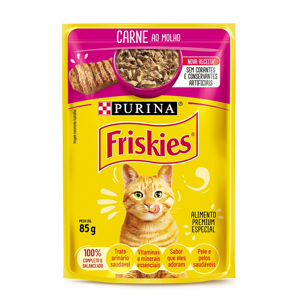 Ração Úmida Friskies Gatos Adultos Carne ao Molho