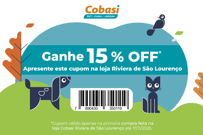voucher de desconto cobasi riviera de são lourenço